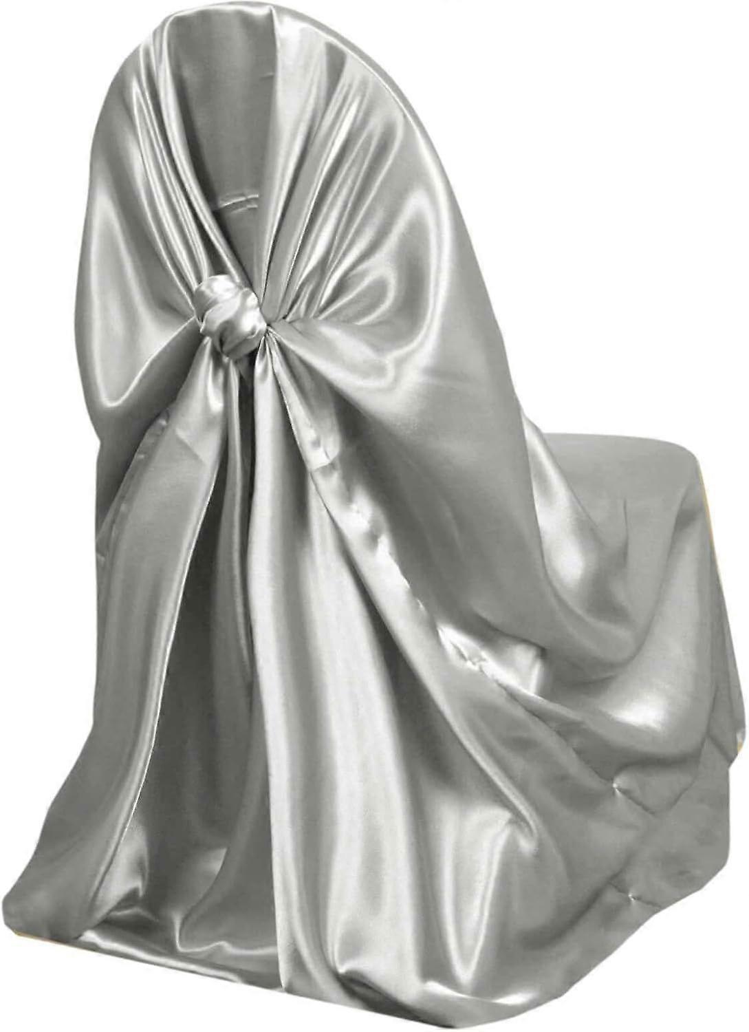 Silver Silky Satin Universal Chair Covers Fits All Type of Chairs Event Dinning