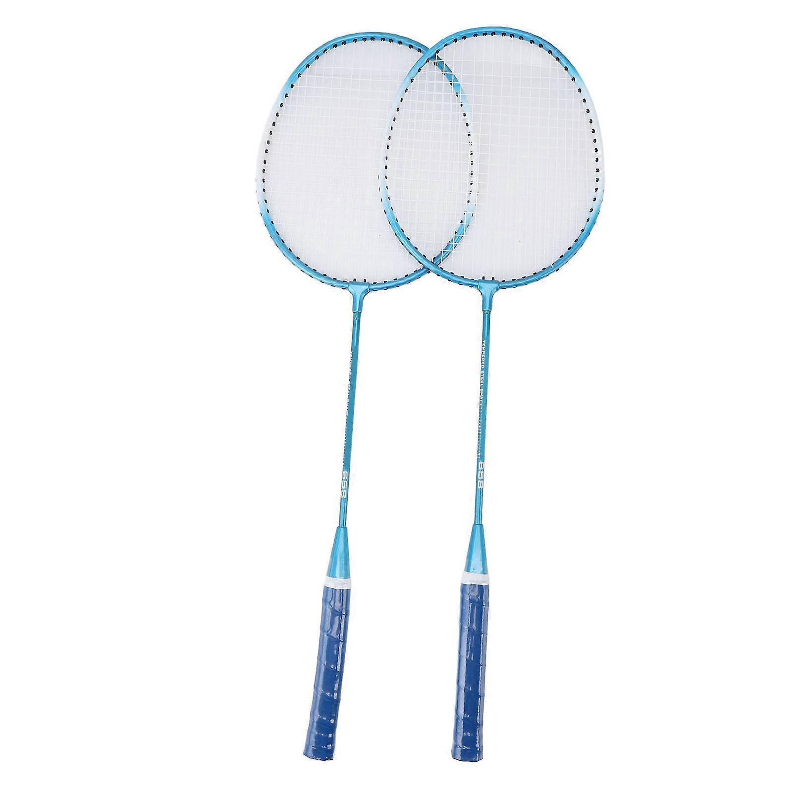 Badminton Racket Set Iron Alloy Shock Absorption Lightweight Blue