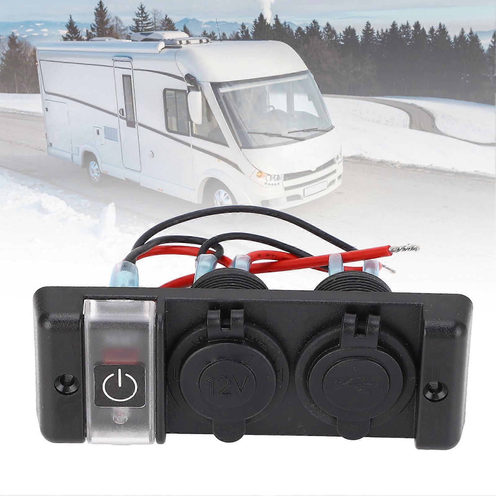 3 in 1 Power Combo Switch Panel with Red Light, USB & 12V Socket