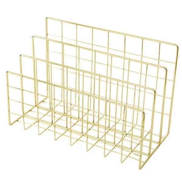 Letter Rack Iron Metal Three Grid Bookshelf Holder Multifunctional File Sorter Organizer