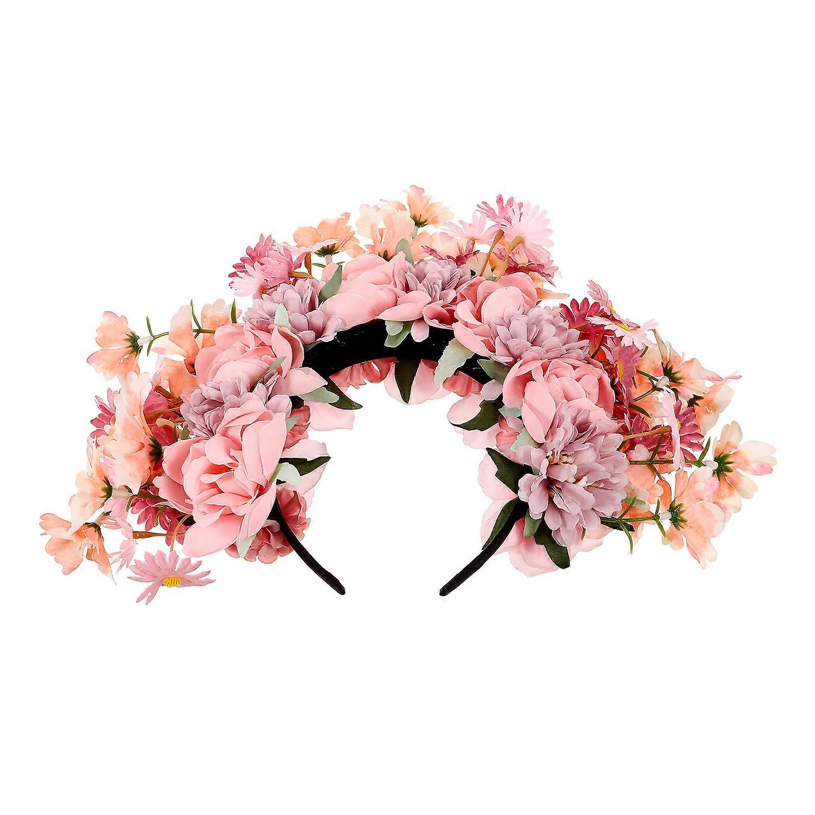 Toddler Headband Photo Prop Headdress for Various Events with Flower Decorations 1Pcs