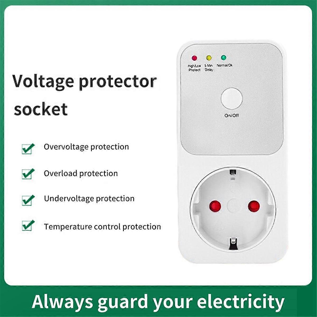 Protector Voltage Relay Electrical Socket, Refrigerator Voltage Protector Multifunctional for Home