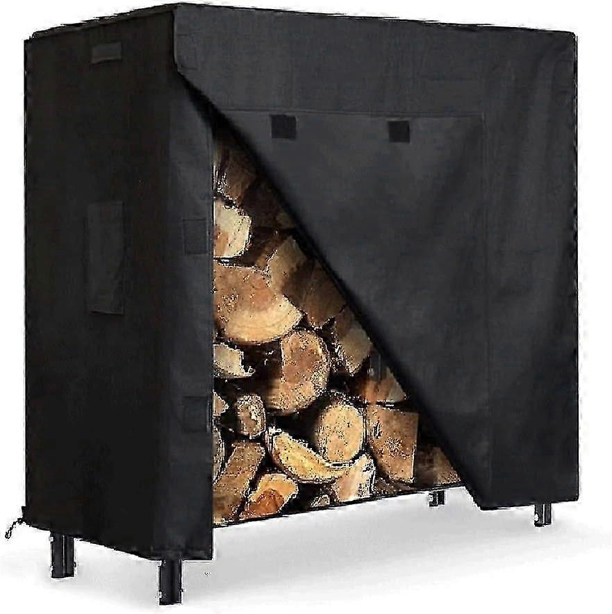 4ft Firewood Rack With Cover Combo Set Waterproof Outdoor Log Holder, Fireplace Heavy Duty Stacker for Patio Logs Storage Steel Tubular Wood Pile