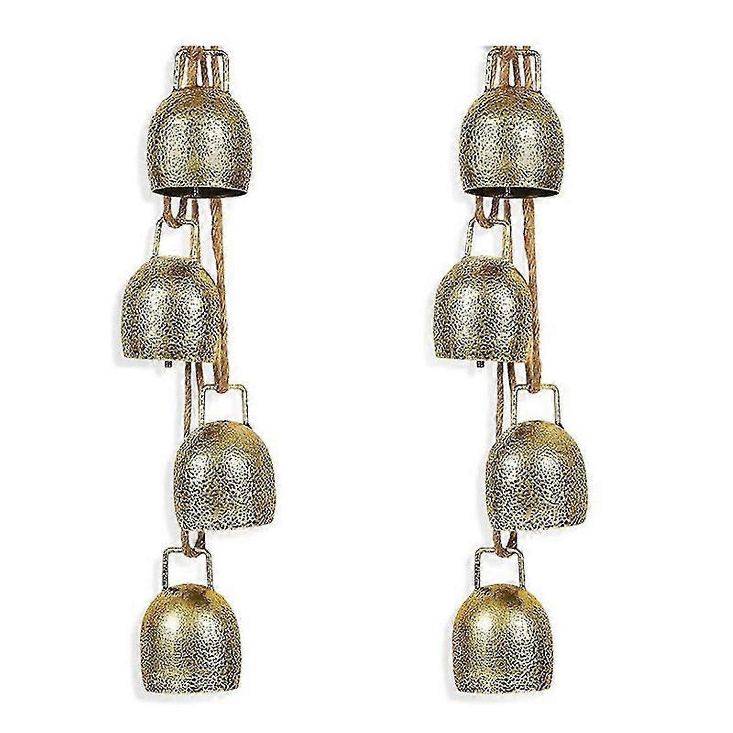 2Sets Christmas Bells Rustic Hanging Bells with Ropes for Christmas