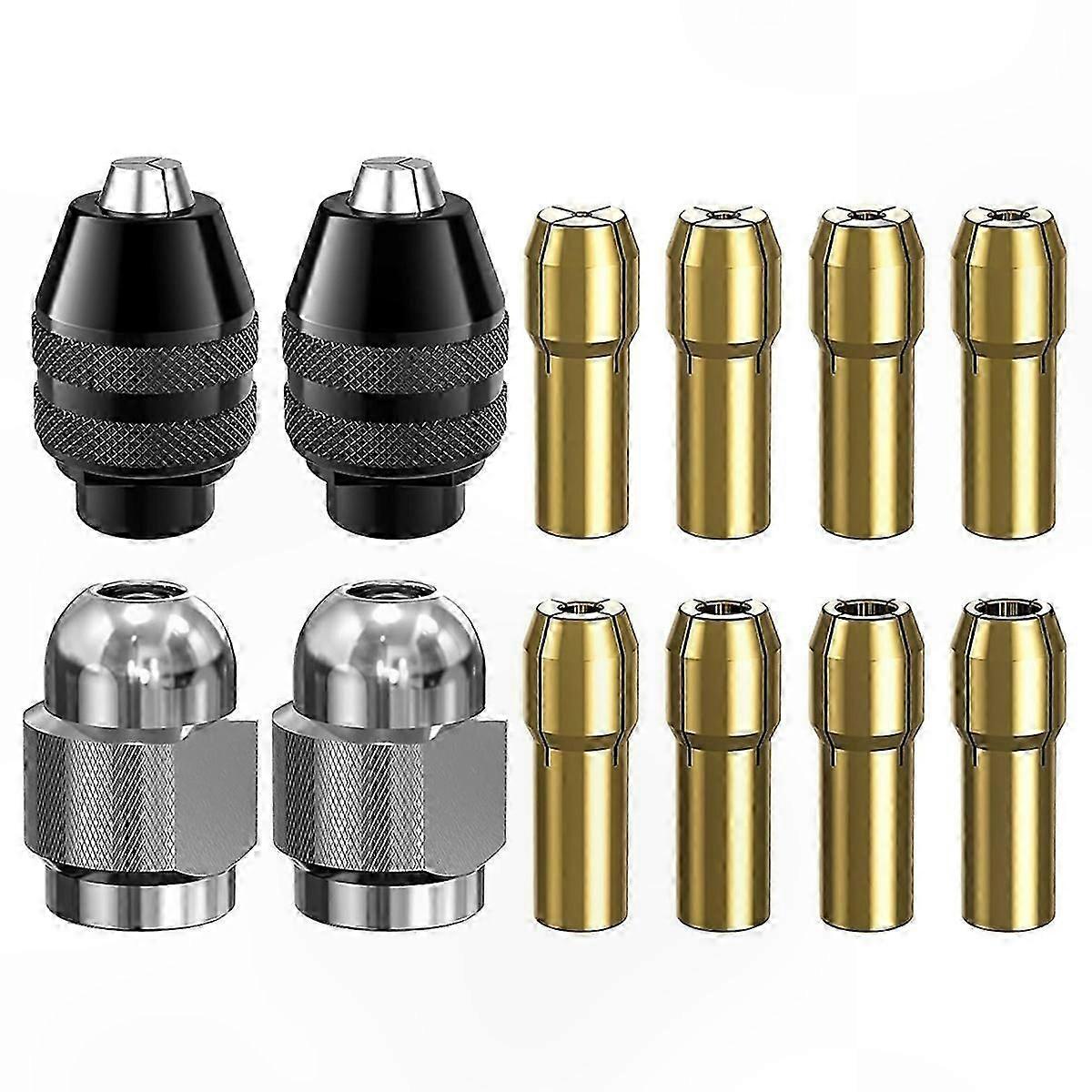 12PCS Drill Chuck Collet Set, 1/32" to 1/8" Replacement for Rotary Tools Keyless Bit Adapter Accessory Kit