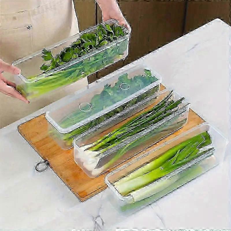 Kitchen Long Rectangular Food Storage Containers, Plastic Reusable Refrigerator Organizer Boxes