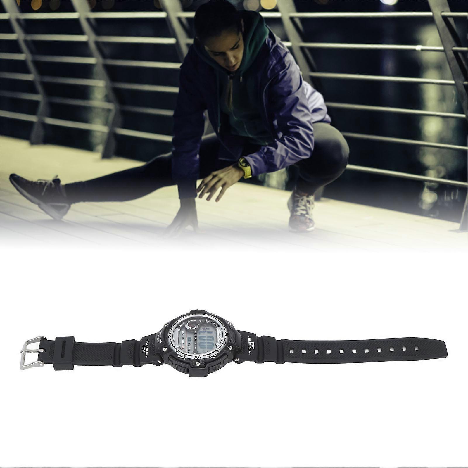 Multi Function Digital Watch 68mAh Luminous WR50M Black