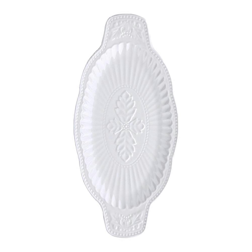 Ceramic Plate Double Handle Fish Plate for Kitchen Use 1Pcs