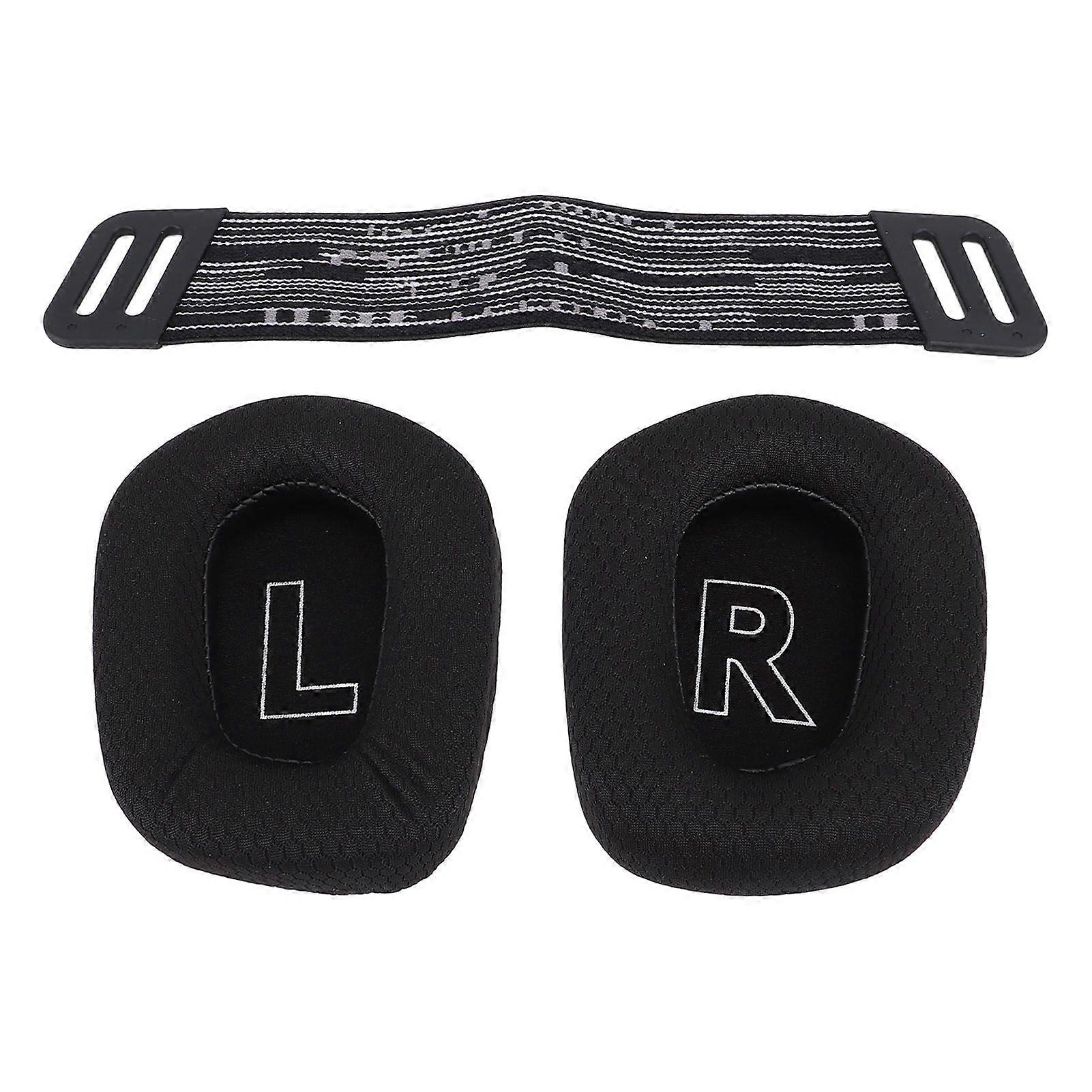 Headset Ear Pads Breathable Mesh High Density Memory Foam Ear Cushions with Headband Straps for G733 Wireless G335 Wired Gaming Headset Black