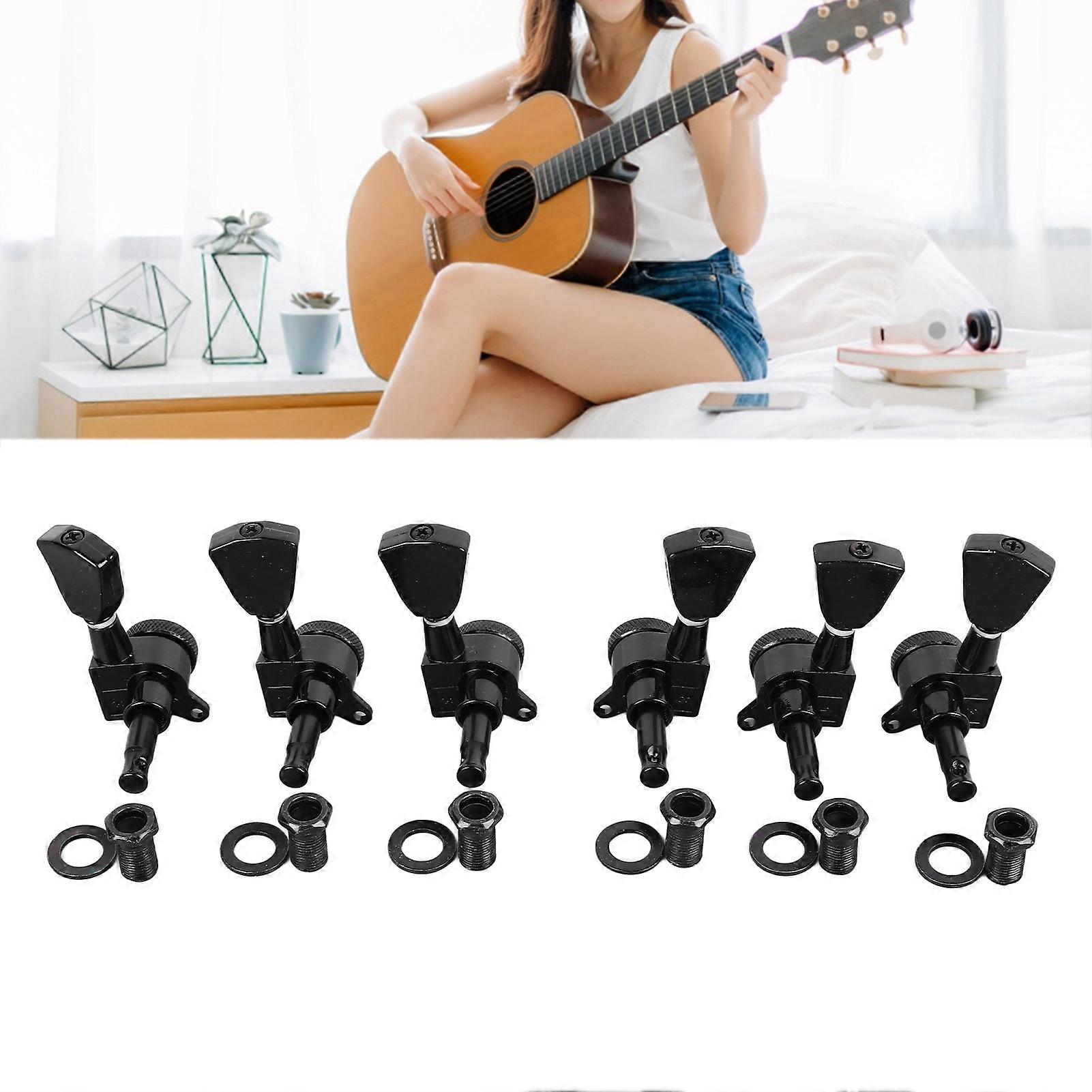 6PCS Guitar Locking Tuners Triangular Head Pegs GC402A Black