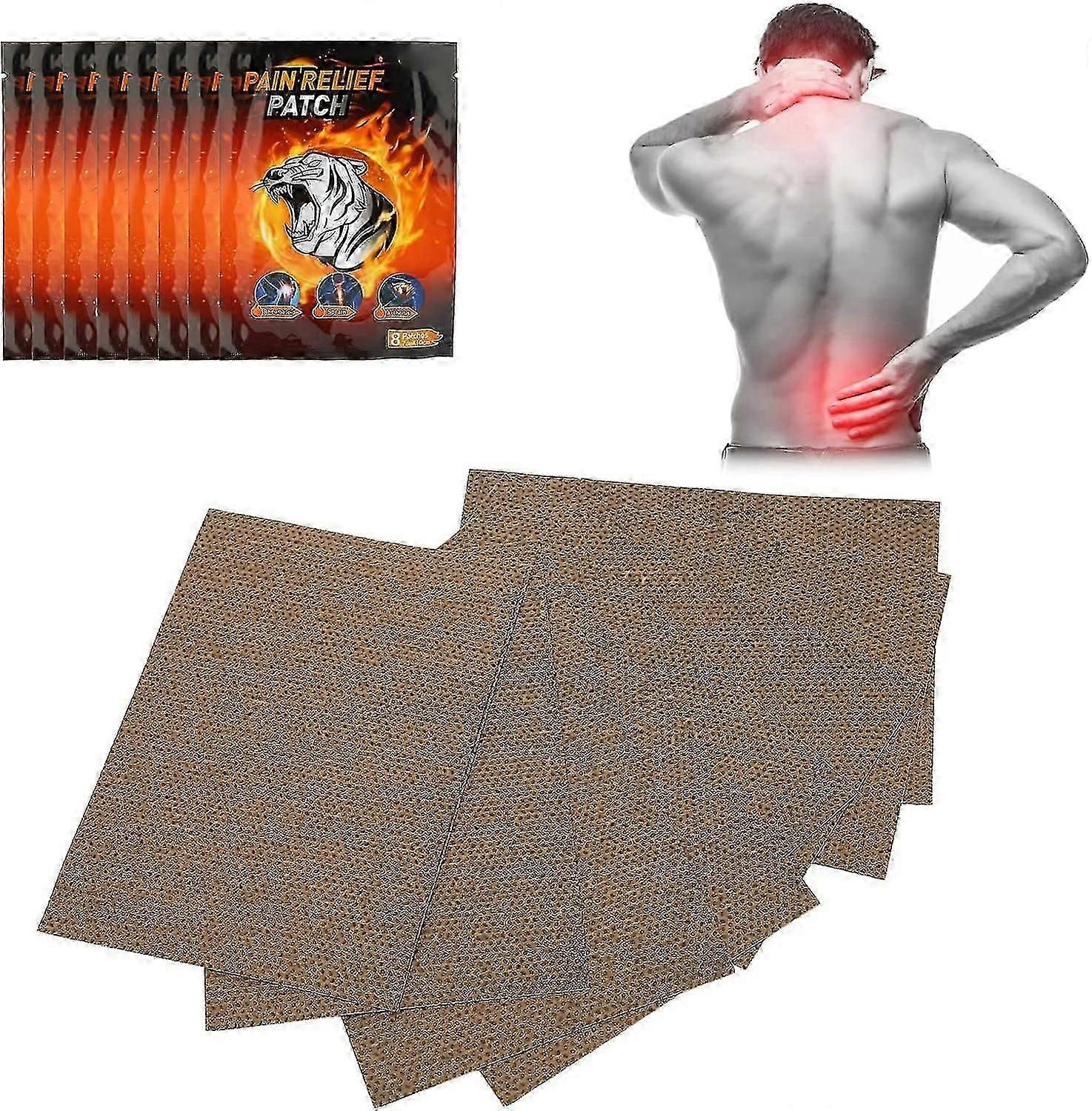 80pcs Tiger Patches, Chinese Red Tiger Back Patch Ultra Strength Heat Patches for Muscle Joint of Knee Shoulder Neck Pain
