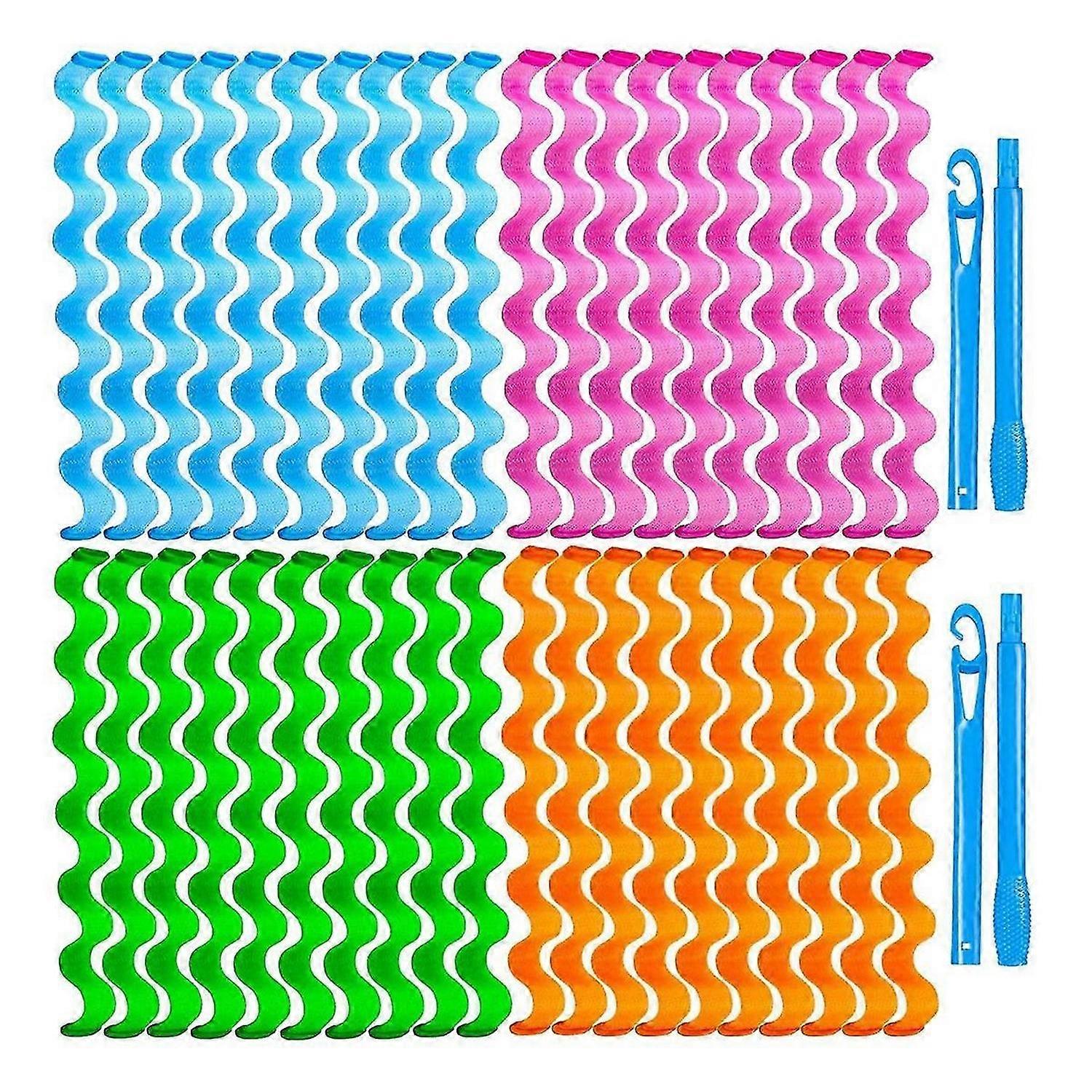 40 Pieces Heatless Waves Hair Curler, No Heat Damage Wavy Hair Curlers with 2 Sets of Styling Hooks,
