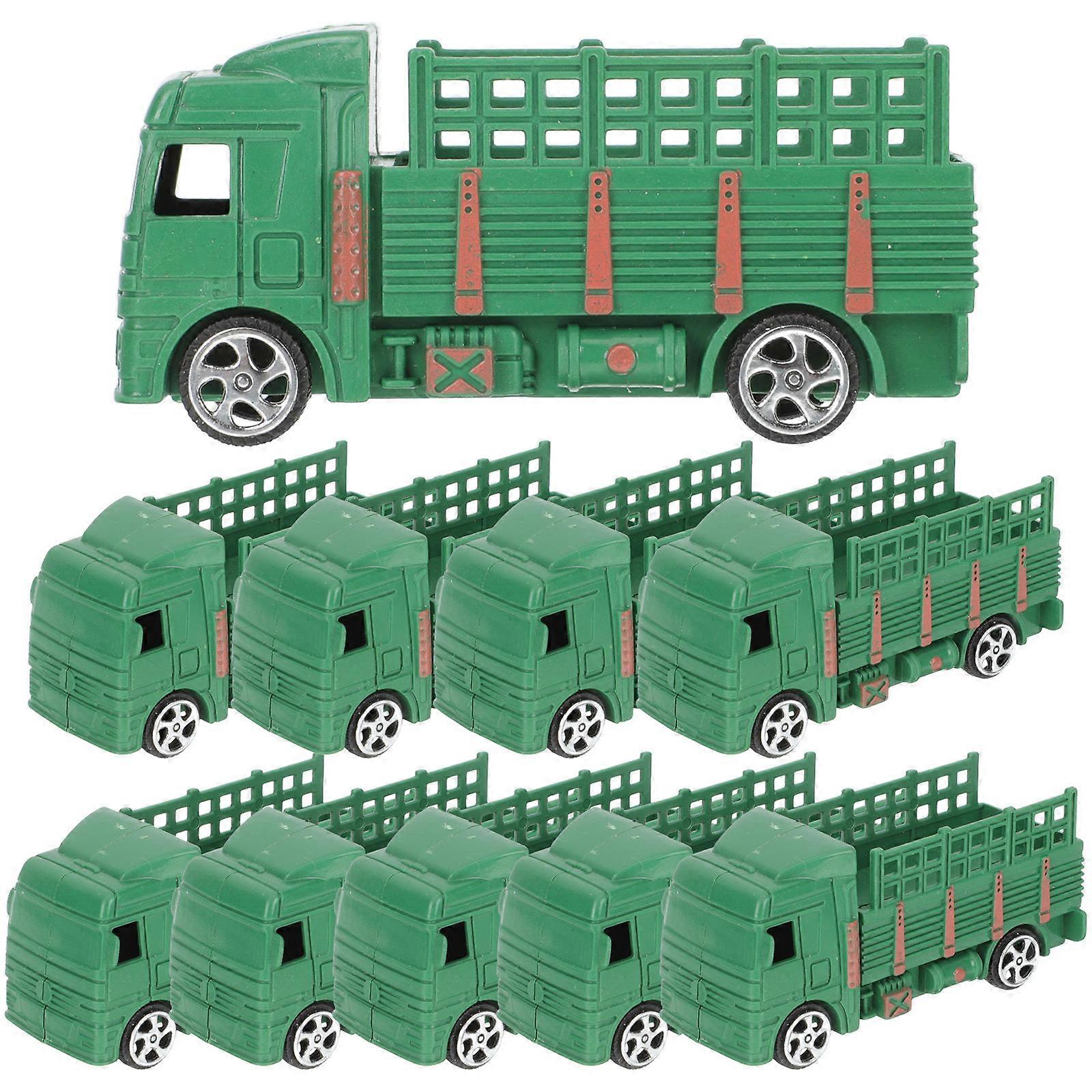Military Model Car Transport Truck for Display 10Pcs Green Plastic Figurines