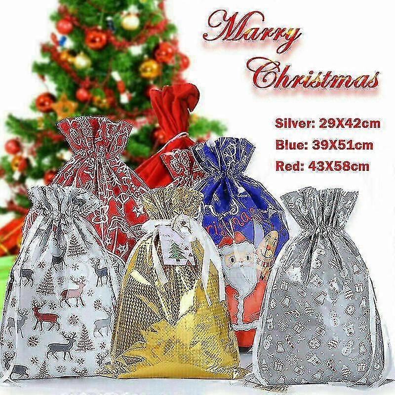 10x Christmas Sacks Reusable Large Xmas Gift Bags Drawstring Wrap Present Bag