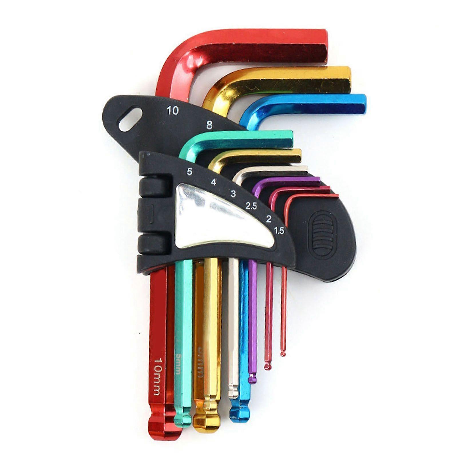 9Pcs Hex Wrench Star Key Ball End Metal Long Arm Metal Key Tool Set Kit for Repair BH 205-HM