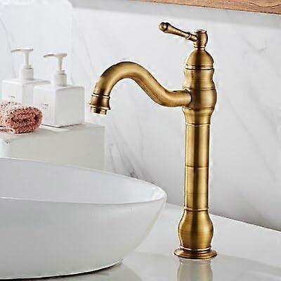Basin Faucet Antique Bronze Tall Lavatory Faucet Black Finish SingleHandle Mixer Tap Hot and Cold
