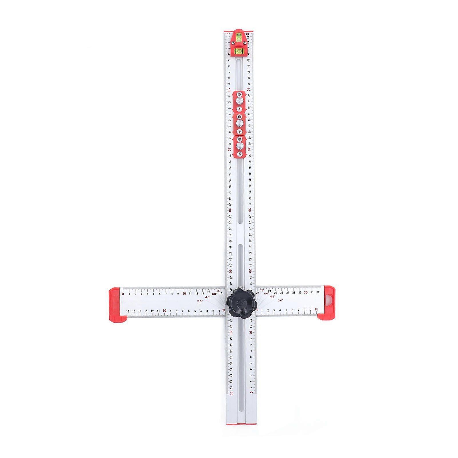 Woodworking Ruler Scribing Tool 2 In 1 Multifunctional Aluminum Alloy T Ruler Measuring Scale Tool