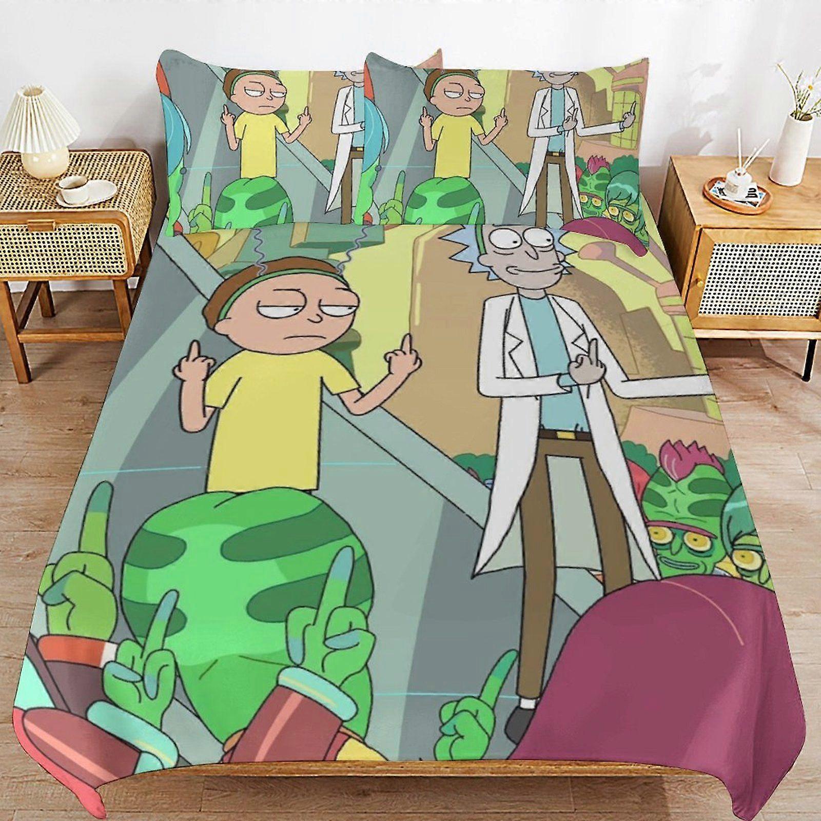 a79 Rick and Morty Season Modern Handling Practical Sleep Set Durable Threaded Design Zipper Duvet Cover Sets Essential n79