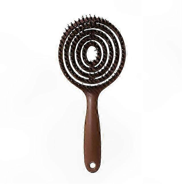 Double Layer Boar Bristle Hair Brush with Scalp Massage Feature, Chrome Finish
