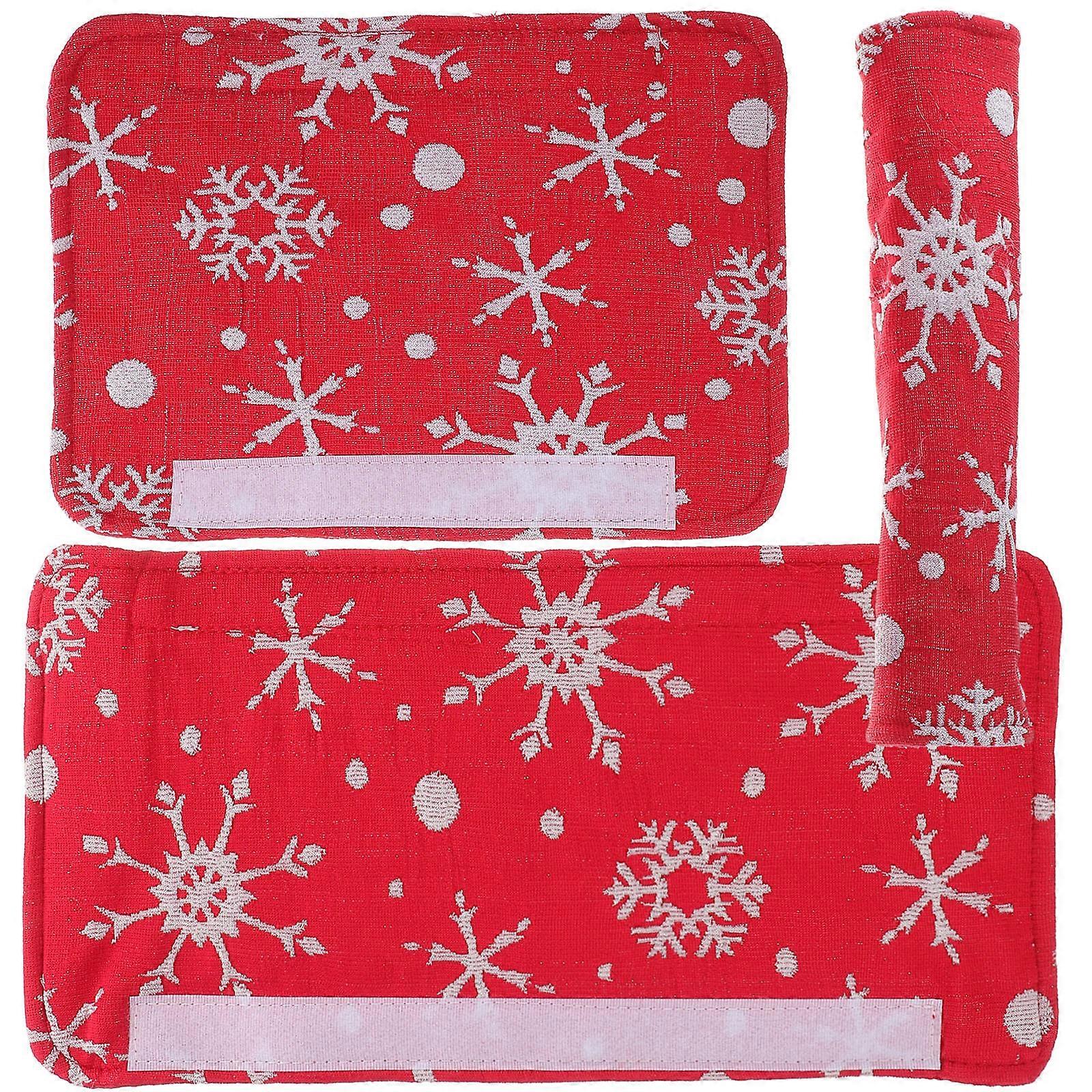 Appliance Handle Covers Red Snowflake for Protection 3Sets