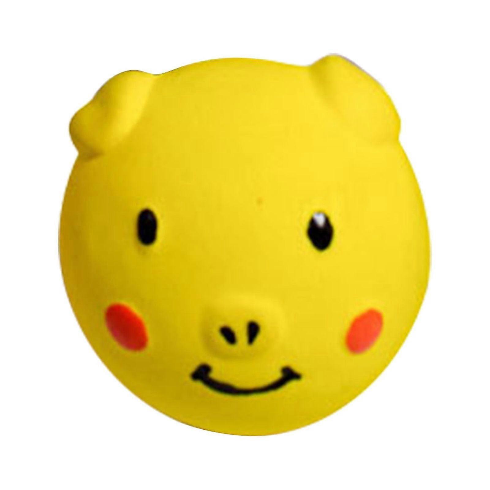 Sehao Soft Latex Squeaky Dog Toys for Small Dogs Breed Latex Squeaky Dog Balls Pig Dog Toy Balls for Chew Yellow