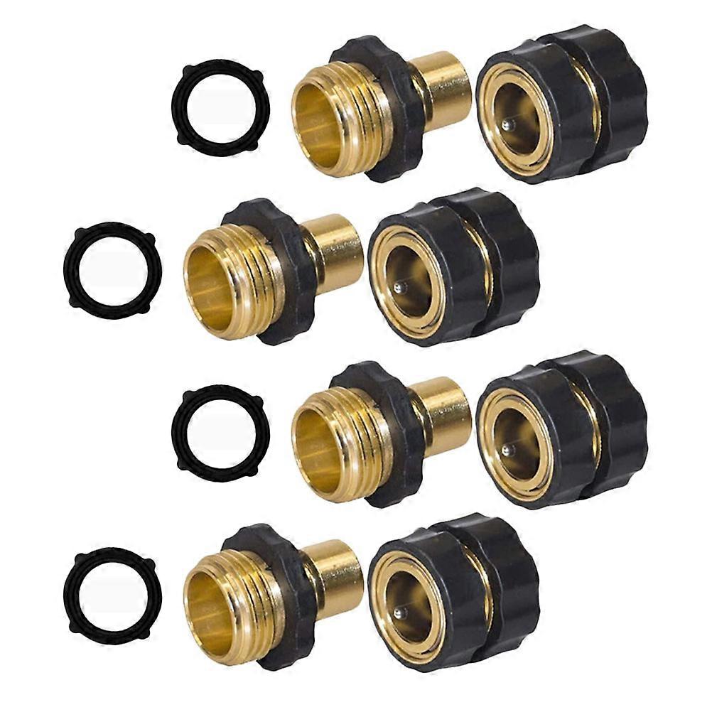 Brass Garden Hose Adapter Quick Connector for 4Sets Hose Connector Set