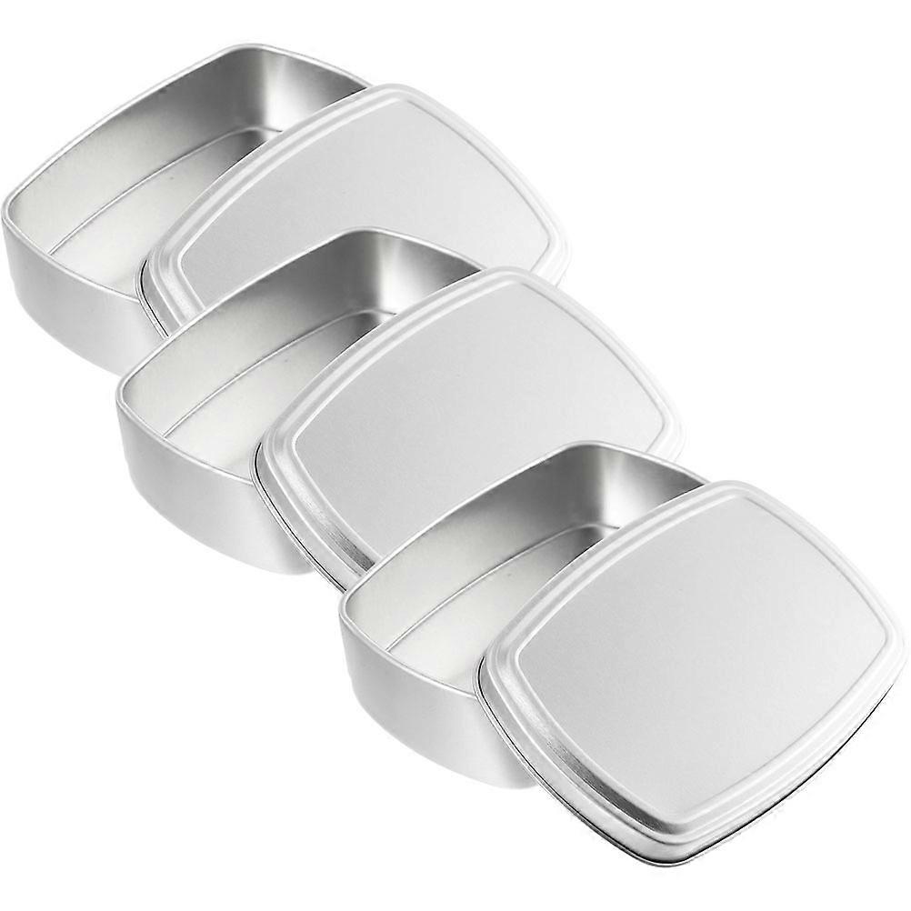 6 Pcs Silver Aluminum Storage Box Rectangular Cases For Travel Accessories Daily Use Sealing Solution