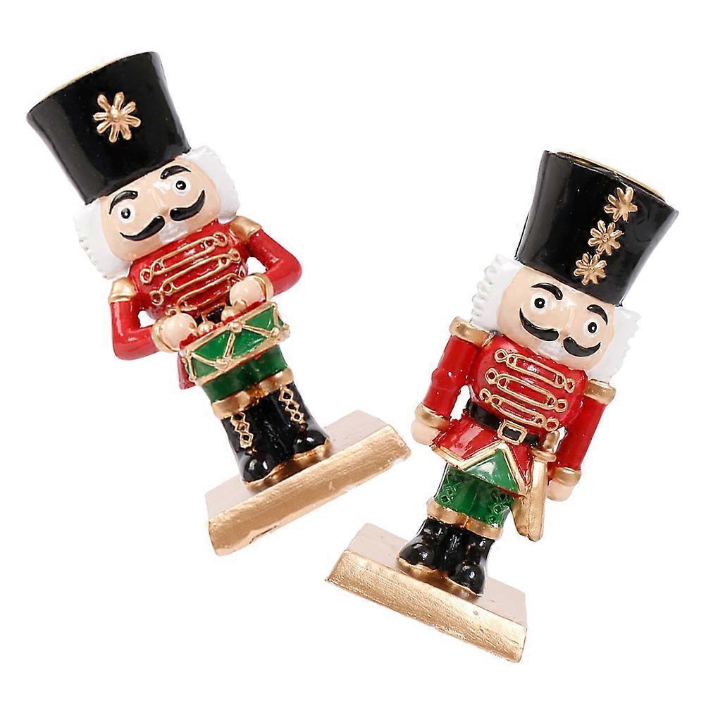 Rustic Nutcracker Candle Holder for Xmas Decoration 4Pcs Resin Figurine