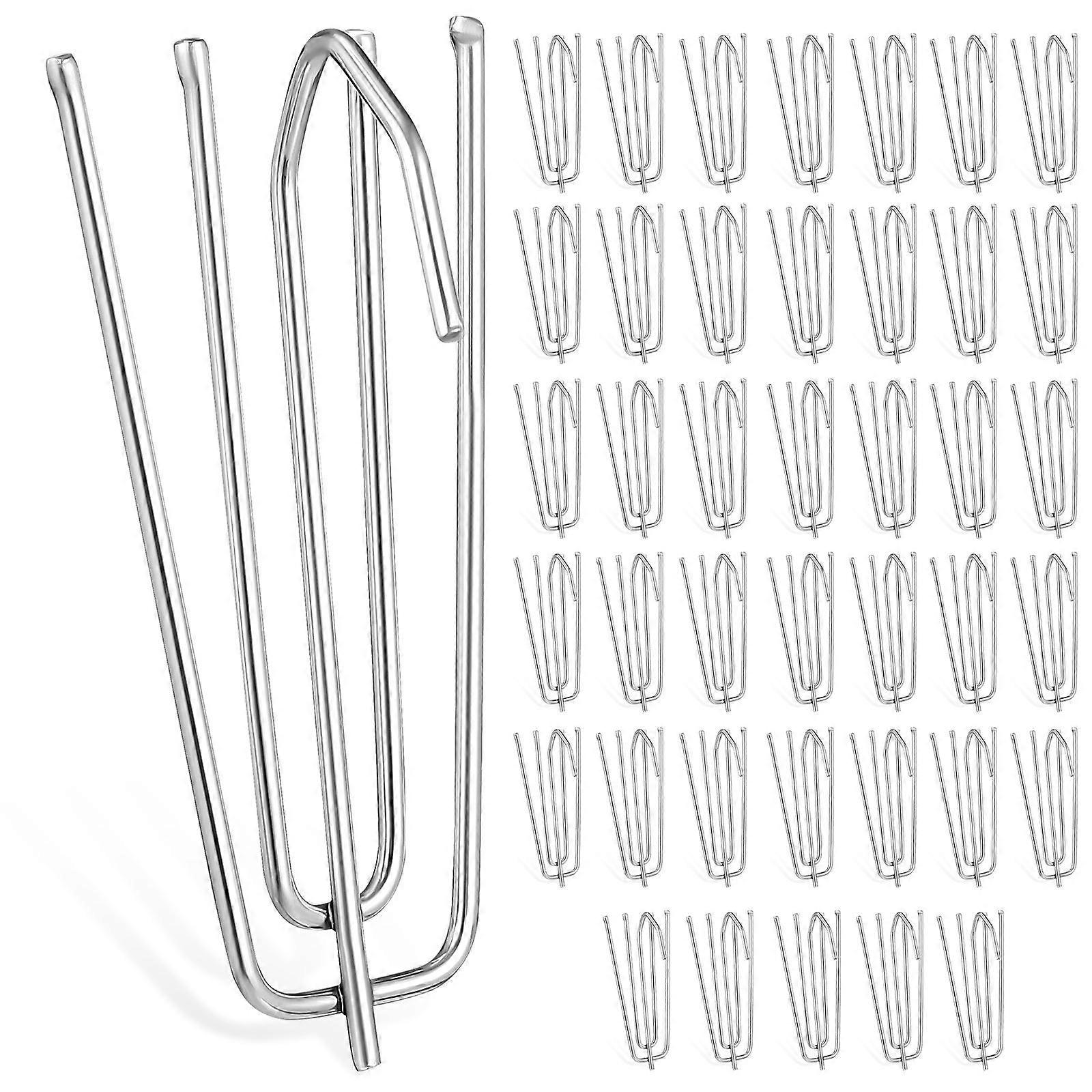 Curtain Hooks Four Prongs Stainless Steel for Standard Drapery 40Pcs