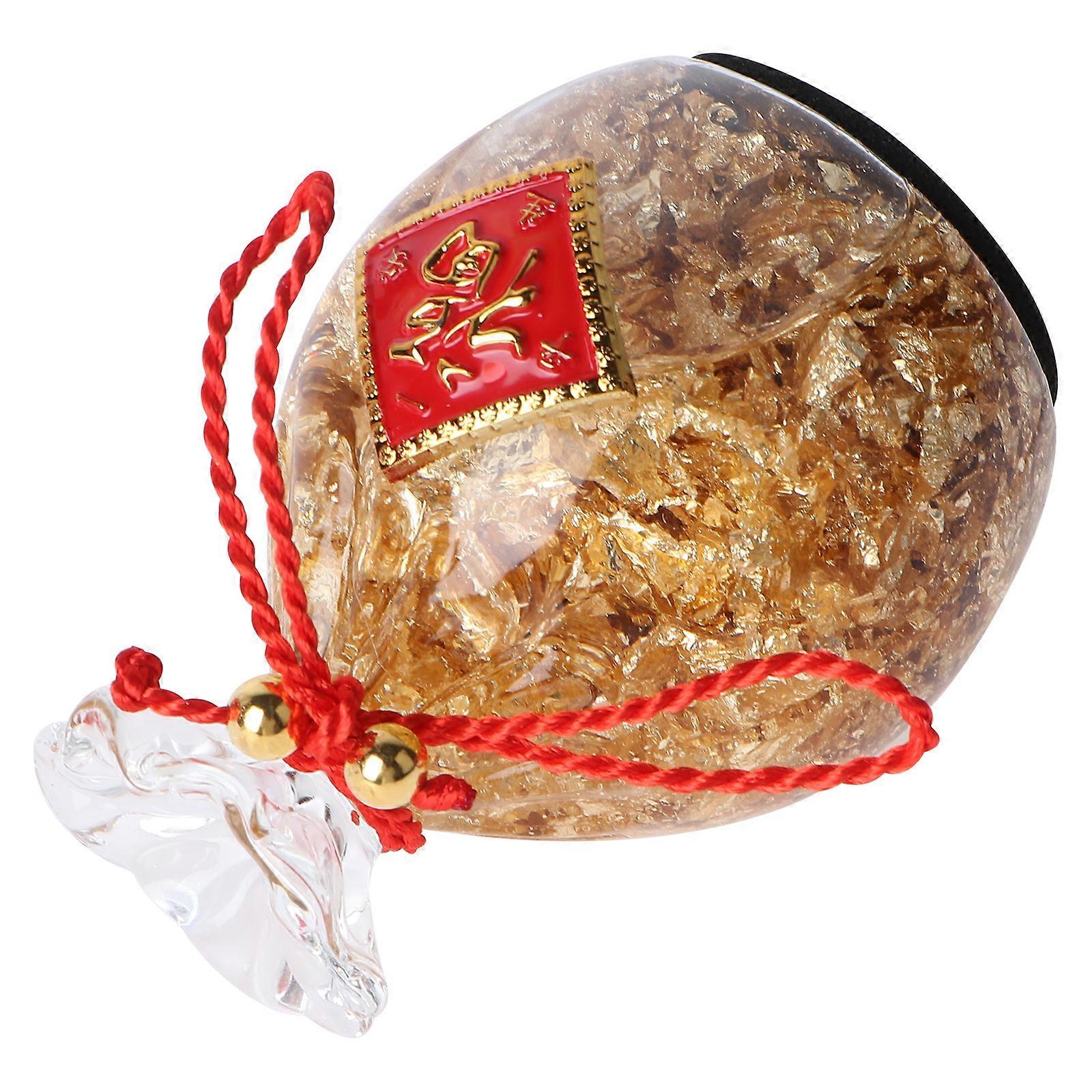 2Pcs Golden Desktop Ornament Money Bag Crystal for Decorative Use
