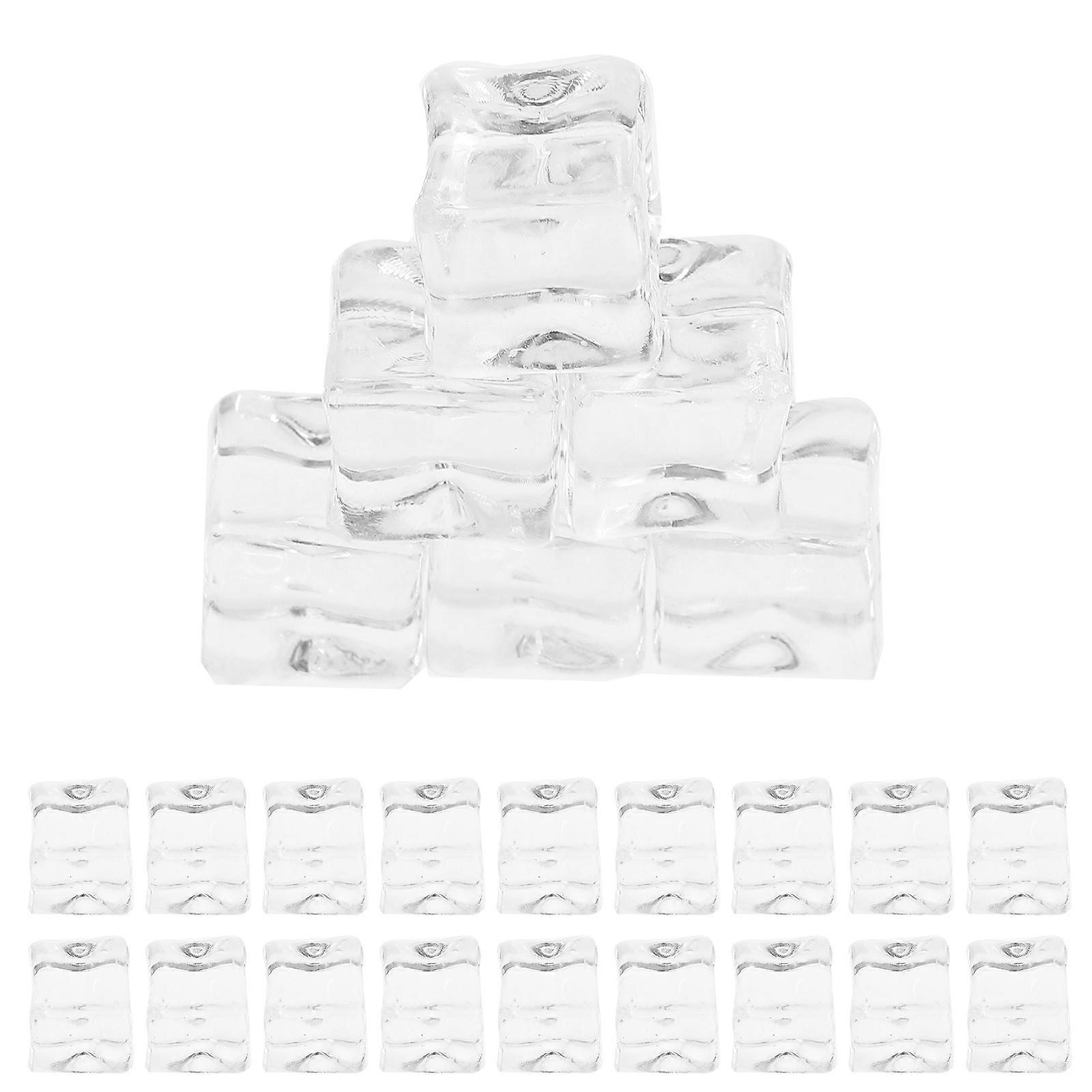250 Pcs Fake Ice Cubes Washable Artificial Ice Cubes for Table Decorations Party Photographic Props 1.5X1.5X1.5CM Plastic