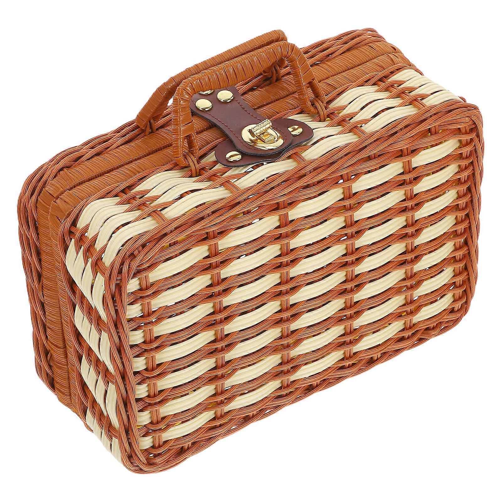 Vintage Storage Hamper Decorative Suitcase for Makeup Organizing 2Pcs