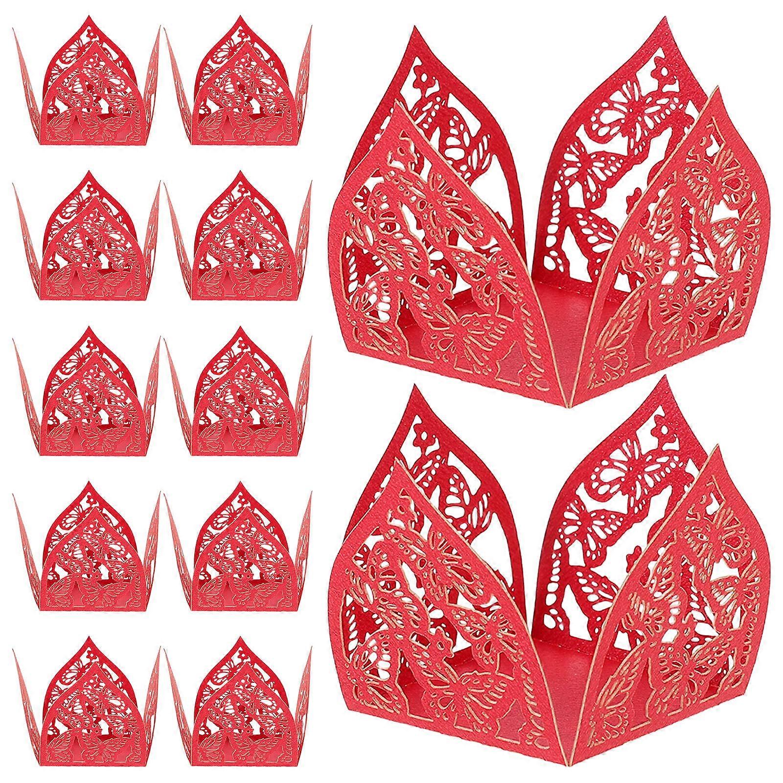 Candy Boxes Paper Hollow Out Butterfly Truffle Wrappers with 100Pcs for Events