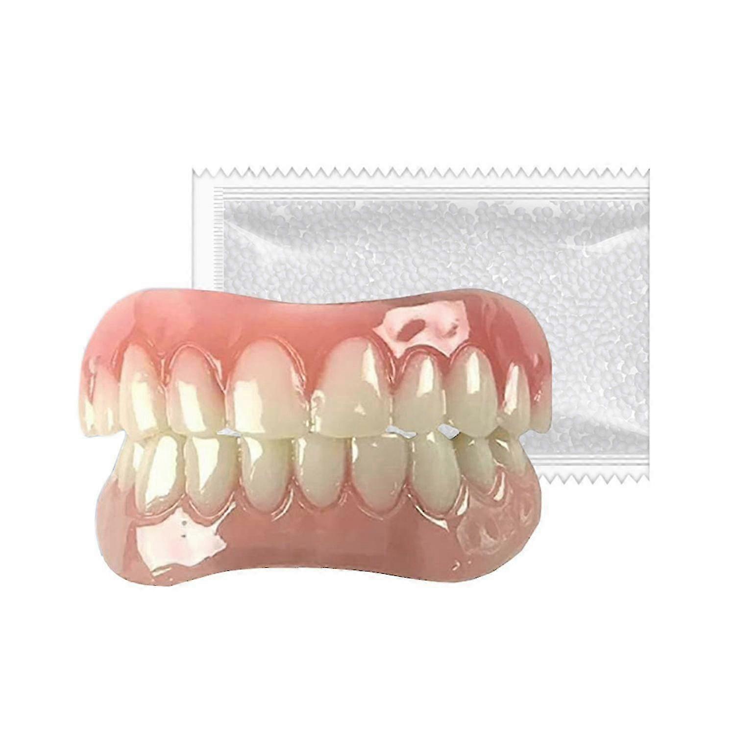 2025 1 Set Cosmetic Denture Veneer Men Women Upper Lower Fake Teeth Temporary Tooth Stain Coverage