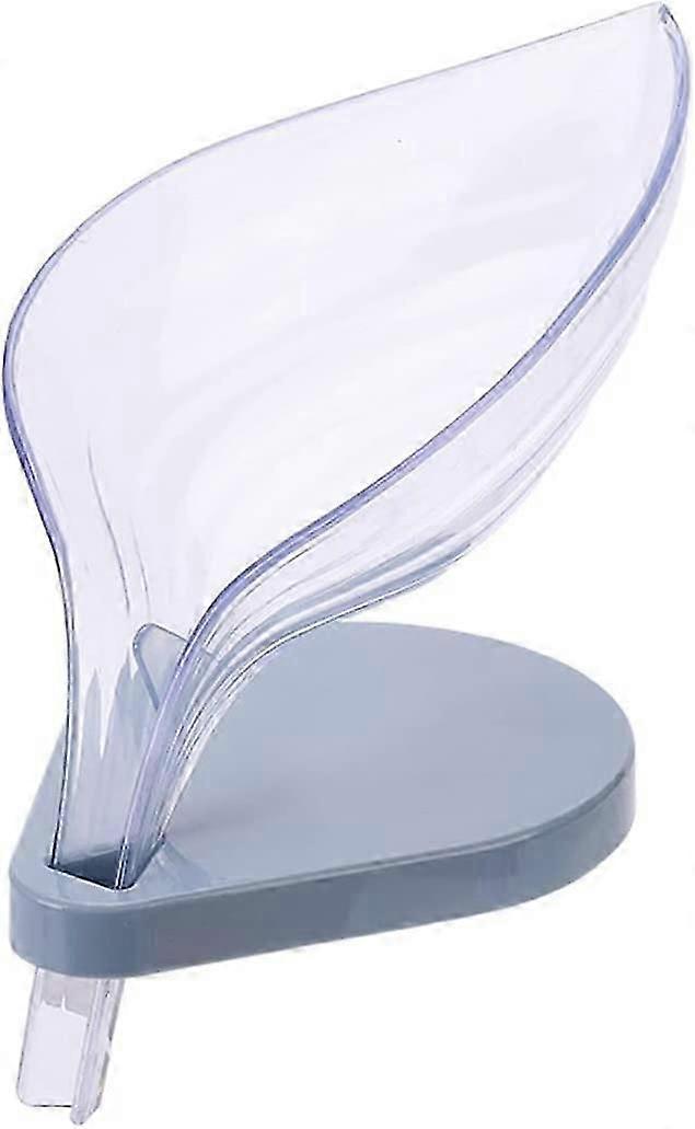 Soap Dish Holder Leaf Shape - Drainage Decorative Durable Plastic Soap Dish, Easy CleaningWhite
