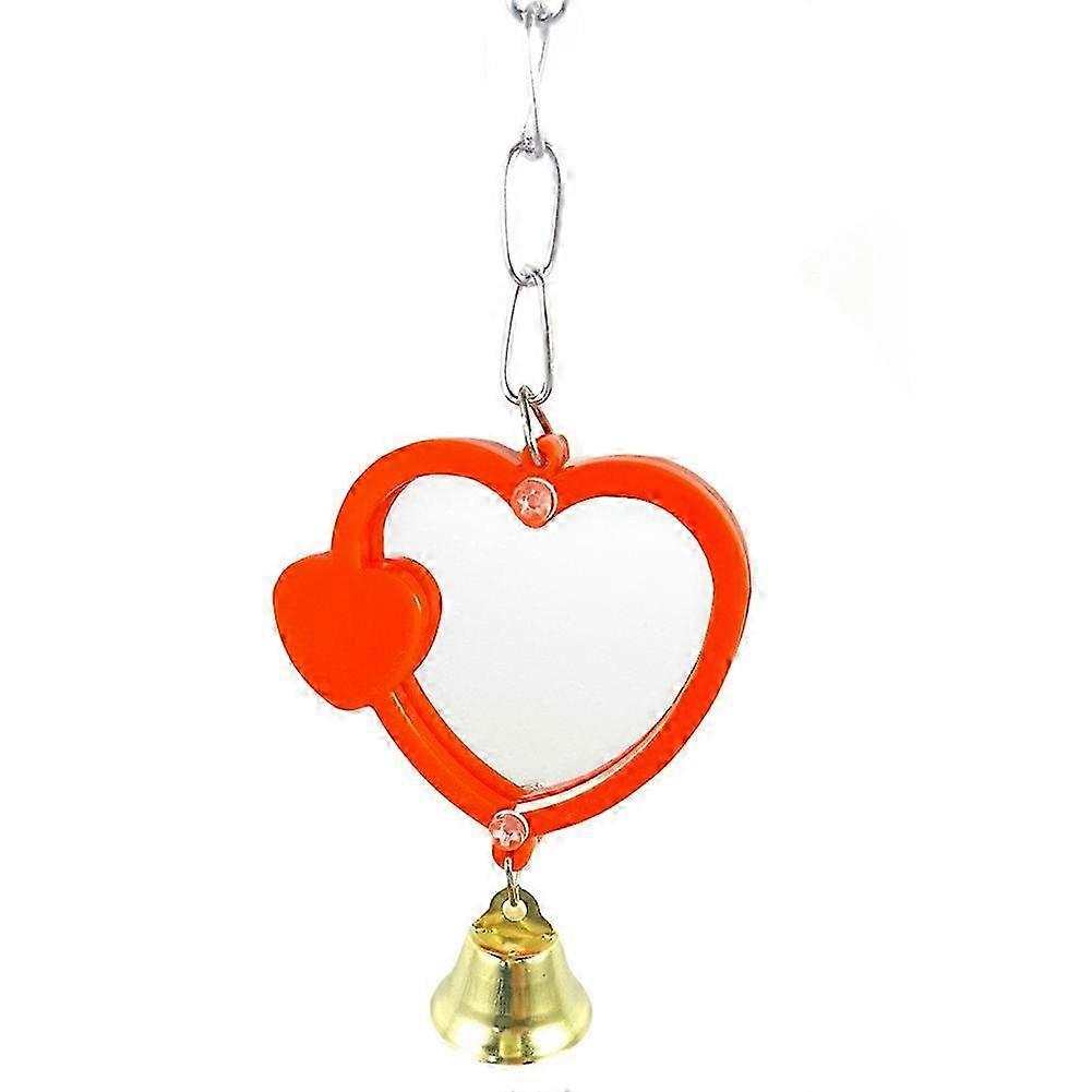 2025 Parrot Parakeet Bird Mirror Round Heart Shape Cage Hanging Climb Pet Playing Toy
