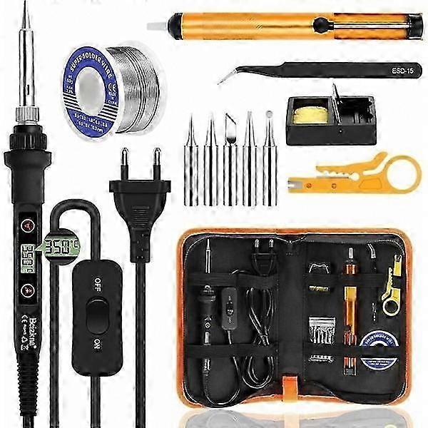 80W Adjustable Temperature Soldering Iron Kit with 5 Tips & Solder Wire for Electronics