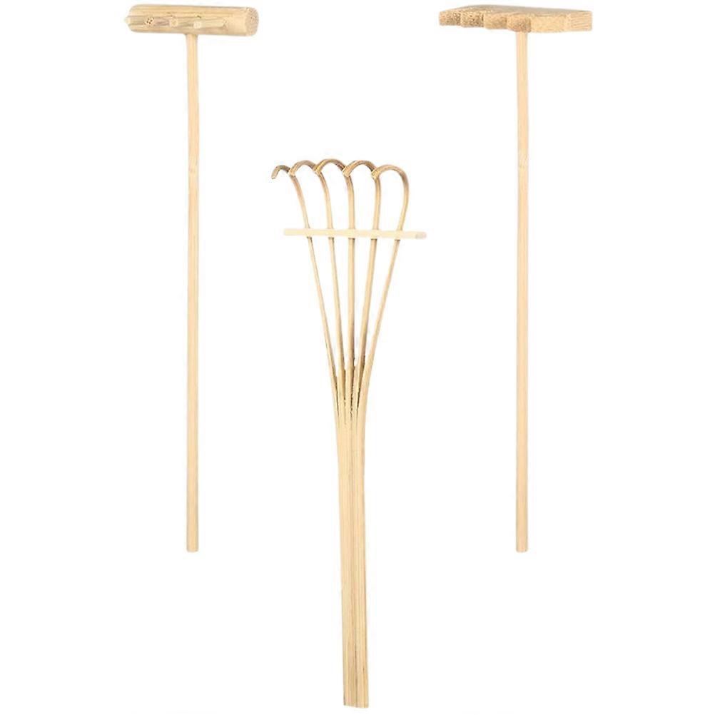 Mini Plastic Zen Garden Sand Rake Tools for DIY Use Golden 6Pcs