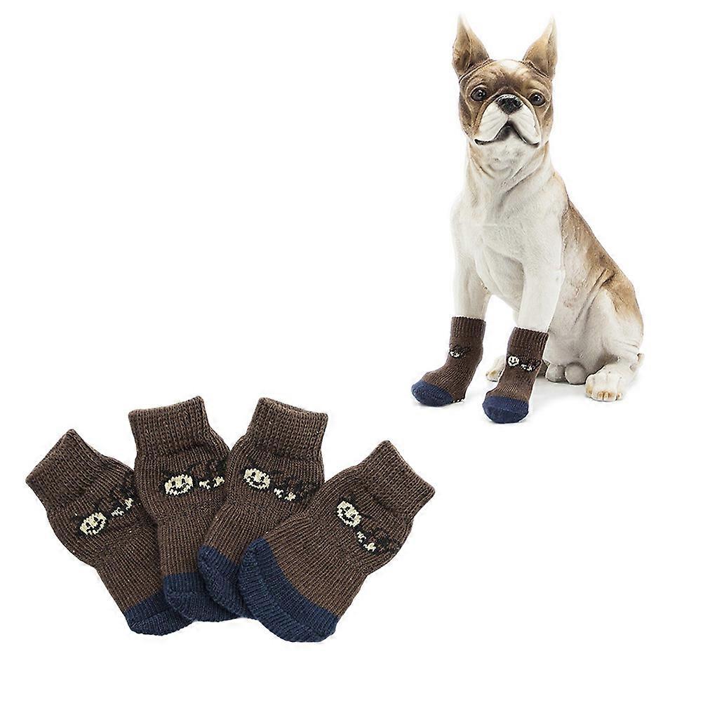 גרביים לכלבים גרבי כותנה נגד החלקה לשימוש חיות מחמד עם הדפסים מצוירים 4 יחידות