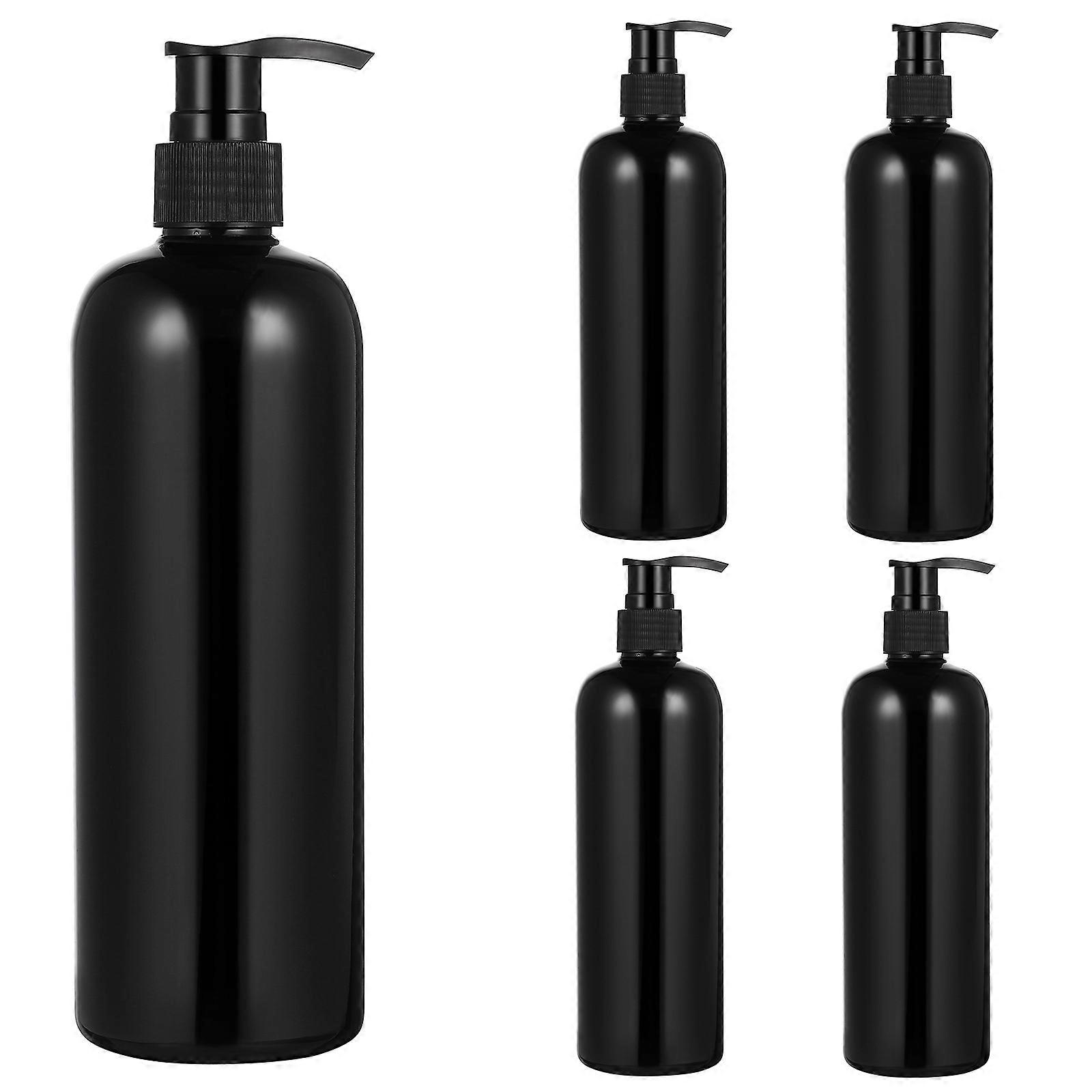 Black Press Pump Bottle for Shampoo Designed with Durable Plastic 5Pcs
