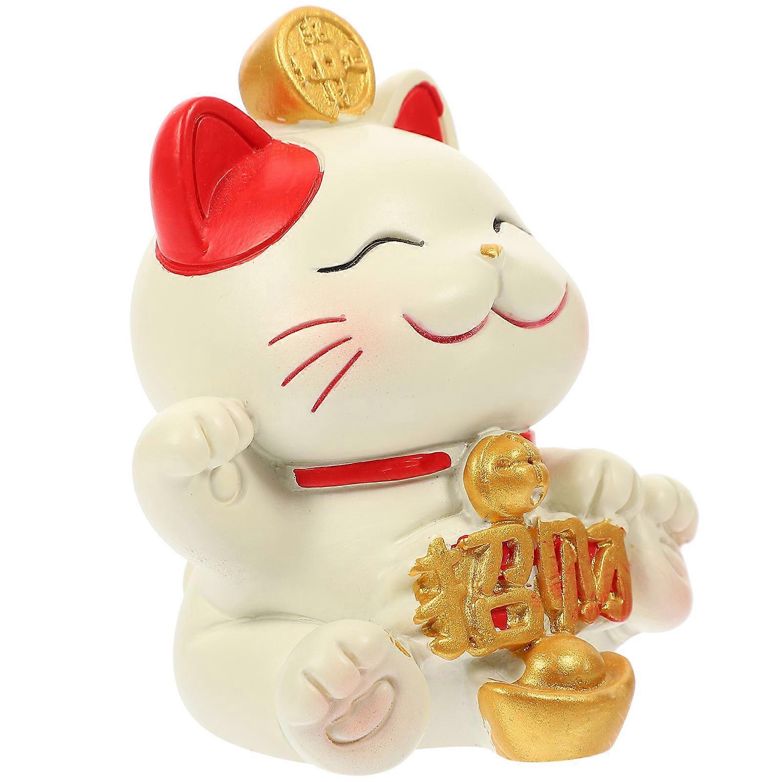 Fortune Cat Statue Resin Decorations for Office Home 4Pcs Pack