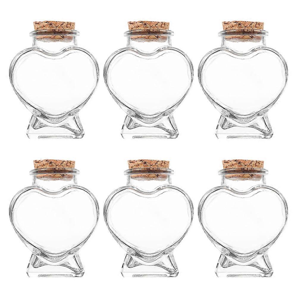 Decorative Heart Glass Jars for Storage with Cork Stoppers 12Pcs Glass Bottles