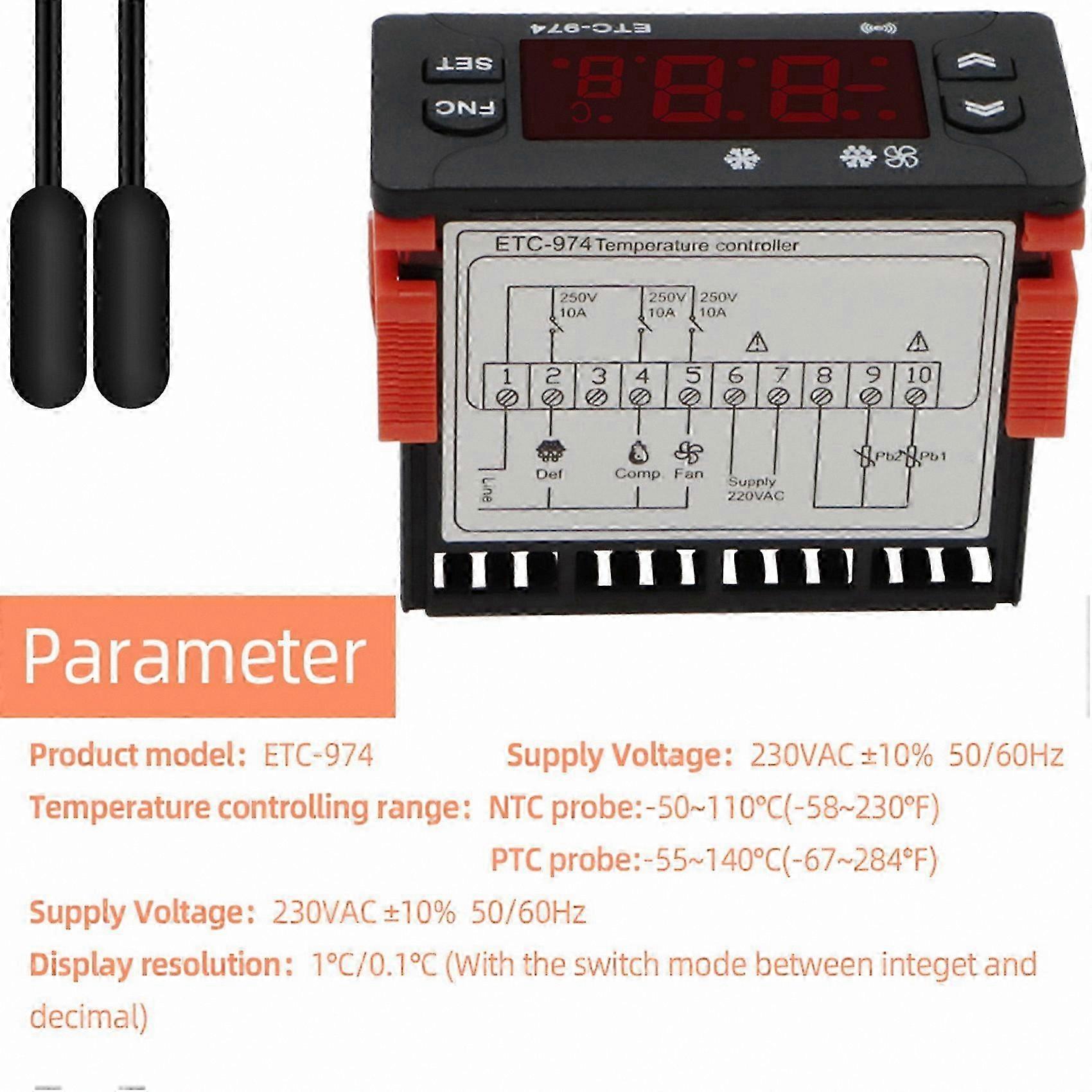 Digital Temperature Controller Thermostat with Alarm 220V