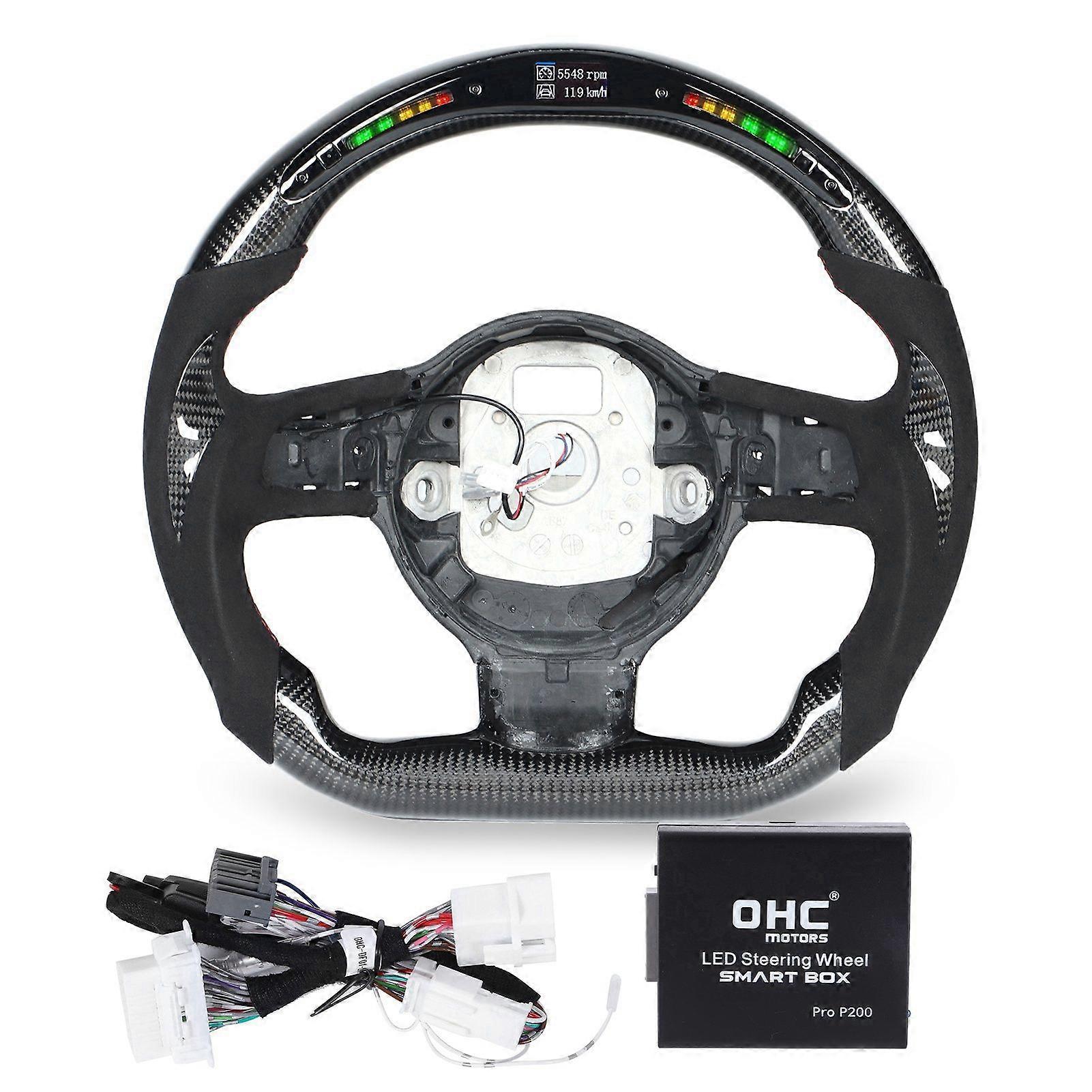 Carbon Fiber LED Display Shift Lights Steering Wheel With Suede Red Stitching for R8 42 TT TTS TTRS 8J