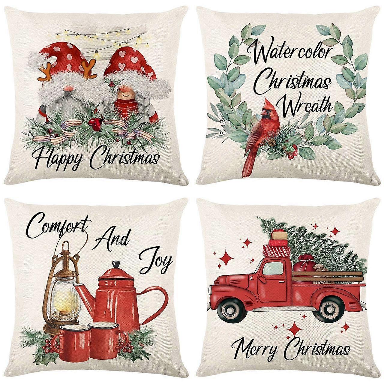 Christmas Pillow Covers 18x18, Set Of 4, For Home And Sofa, Color2
