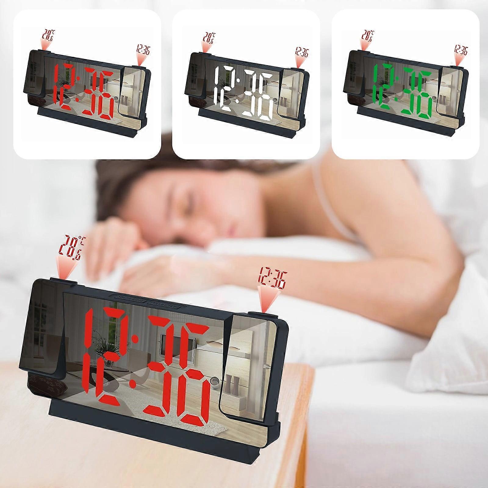 Jacenvly Projection Alarm Clock with Large Screen, Silent Sleep, Digital Nightlight, Mirror Display, Compatible with Room Decor