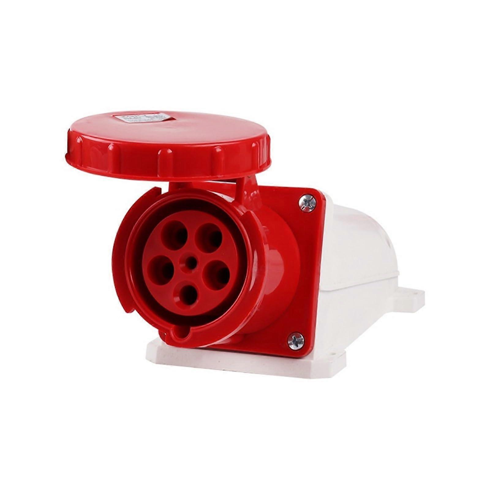 Industrial Exposed ThreePhase FourWire Socket 5Hole 63A 5Core Aviation Plug IP44 Waterproof