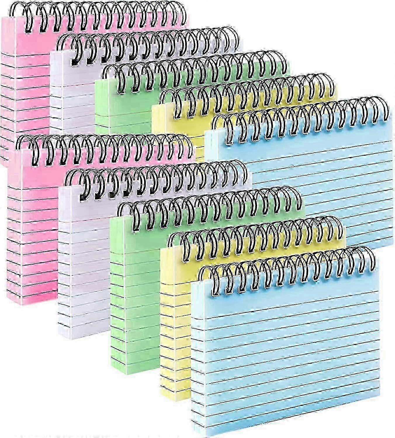 500-Piece Pack of 10 Ruled Index Cards in 5 Colors 125 x 75 mm Spiral Bound Flashcards with Clear Covers for Office and Revision Use Edition 0923