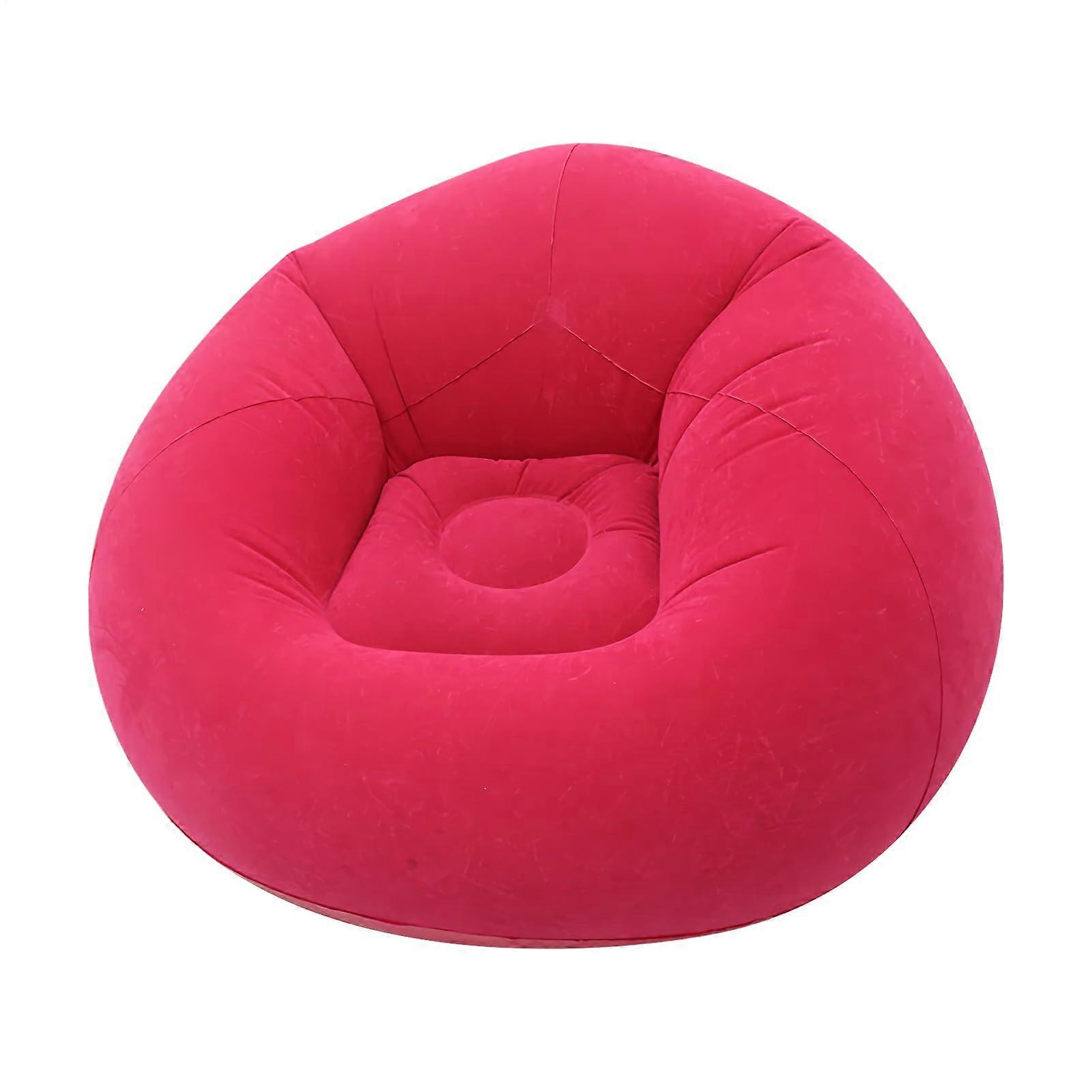 Blowing Chair Inflatable Lounge Seat Folding Air Sofa | Compact Air Mattress Sofa For Game Night RV Travel Glamping Red