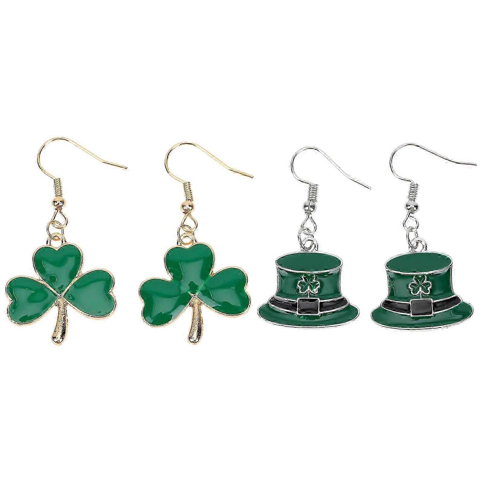 2 Pairs Creative St. Patrick's Day Elements Interesting Earrings for Decoration